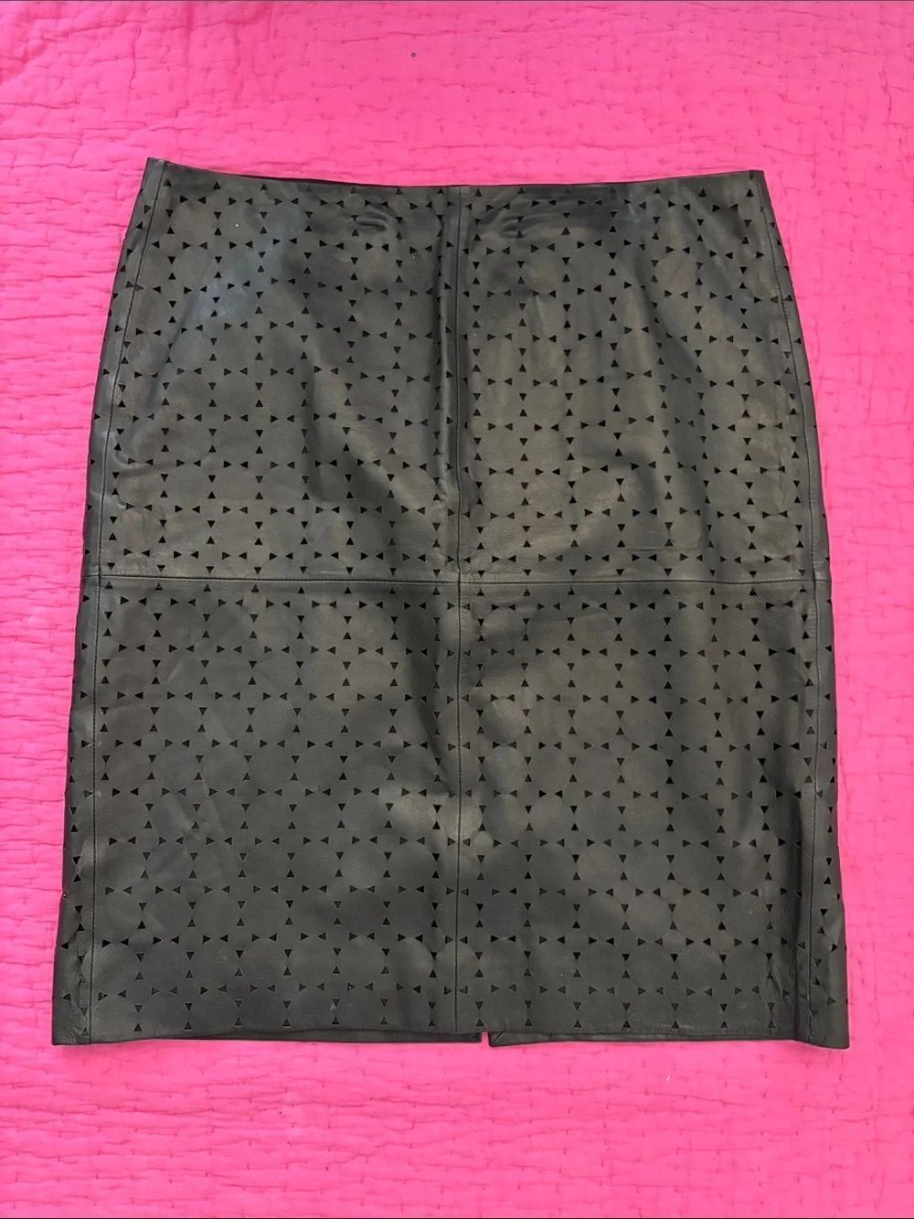 Banana Republic Black Laser-Cut lamb Leather Pencil Skirt, US12